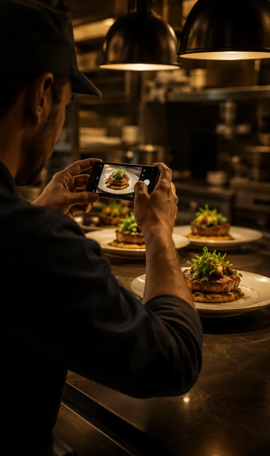 Chef photographing an existing menu item for Menuverse capture